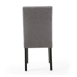 Waffle Linen Effect Fabric Dining Chairs in Set Of 2 With Black Legs - Moseley