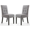 Waffle Linen Effect Fabric Dining Chairs in Set Of 2 With Black Legs - Moseley