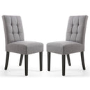 Waffle Linen Effect Fabric Dining Chairs in Set Of 2 With Black Legs - Moseley