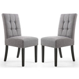 Waffle Linen Effect Fabric Dining Chairs in Set Of 2 With Black Legs - Moseley