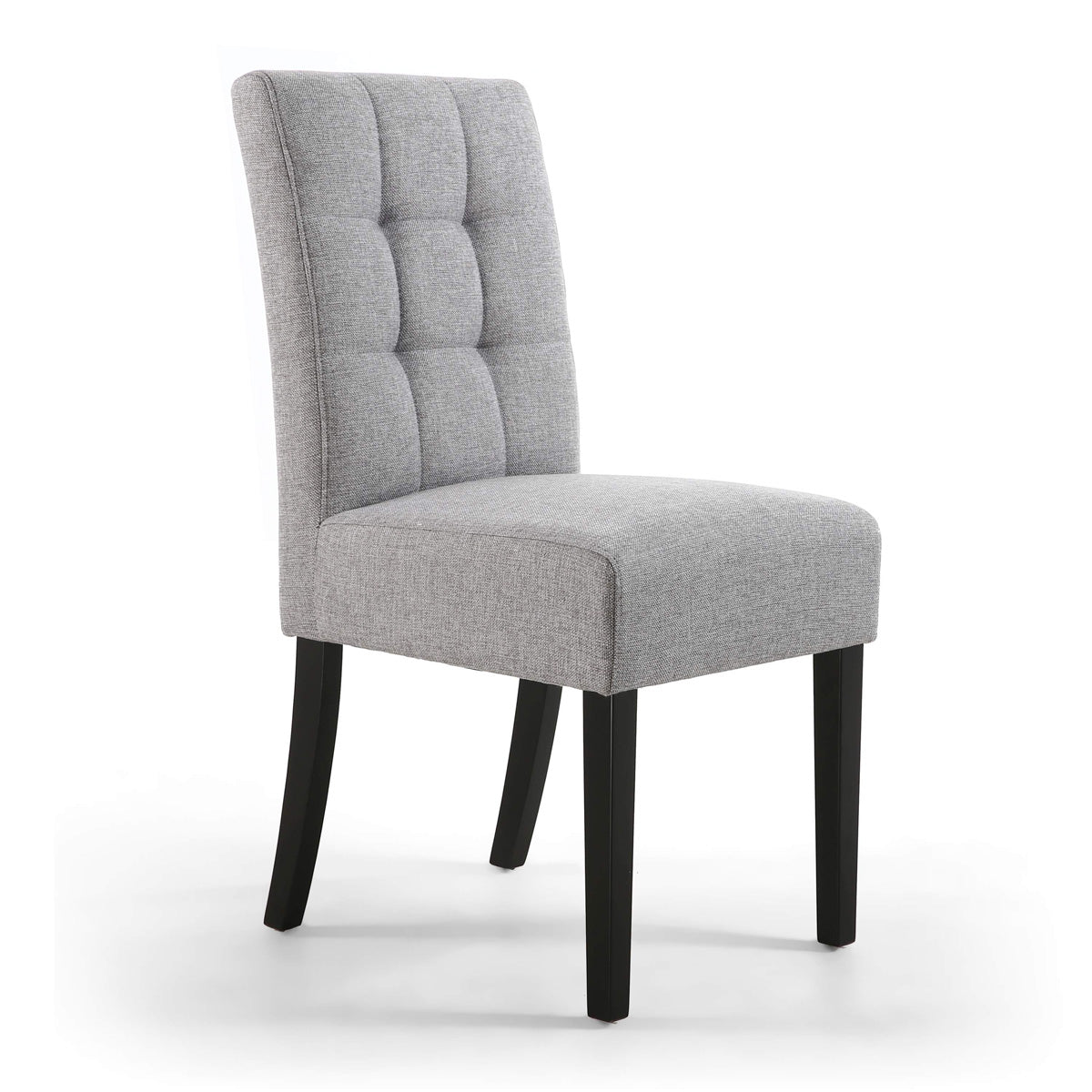 Waffle Linen Effect Fabric Dining Chairs in Set Of 2 With Black Legs - Moseley