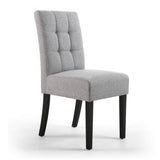 Waffle Linen Effect Fabric Dining Chairs in Set Of 2 With Black Legs - Moseley