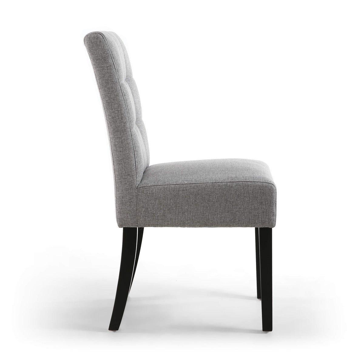 Waffle Linen Effect Fabric Dining Chairs in Set Of 2 With Black Legs - Moseley