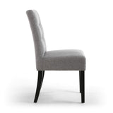 Waffle Linen Effect Fabric Dining Chairs in Set Of 2 With Black Legs - Moseley