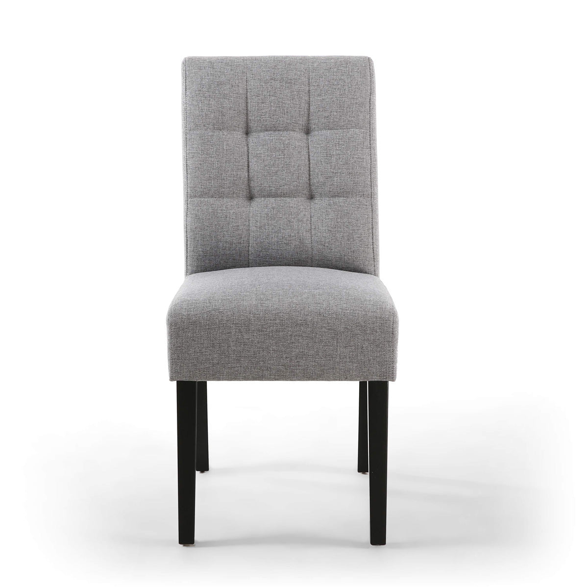 Waffle Linen Effect Fabric Dining Chairs in Set Of 2 With Black Legs - Moseley