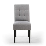 Waffle Linen Effect Fabric Dining Chairs in Set Of 2 With Black Legs - Moseley