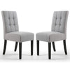 Waffle Linen Effect Fabric Dining Chairs in Set Of 2 With Black Legs - Moseley