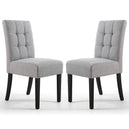Waffle Linen Effect Fabric Dining Chairs in Set Of 2 With Black Legs - Moseley