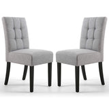 Waffle Linen Effect Fabric Dining Chairs in Set Of 2 With Black Legs - Moseley