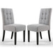 Waffle Linen Effect Fabric Dining Chairs in Set Of 2 With Black Legs - Moseley