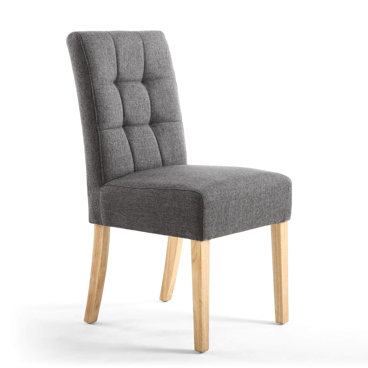 Waffle Linen Effect Fabric Dining Chairs in Set Of 2 With Natural Legs - Moseley