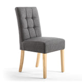 Waffle Linen Effect Fabric Dining Chairs in Set Of 2 With Natural Legs - Moseley