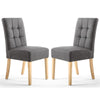 Waffle Linen Effect Fabric Dining Chairs in Set Of 2 With Natural Legs - Moseley