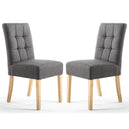 Waffle Linen Effect Fabric Dining Chairs in Set Of 2 With Natural Legs - Moseley