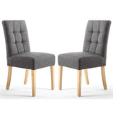 Waffle Linen Effect Fabric Dining Chairs in Set Of 2 With Natural Legs - Moseley