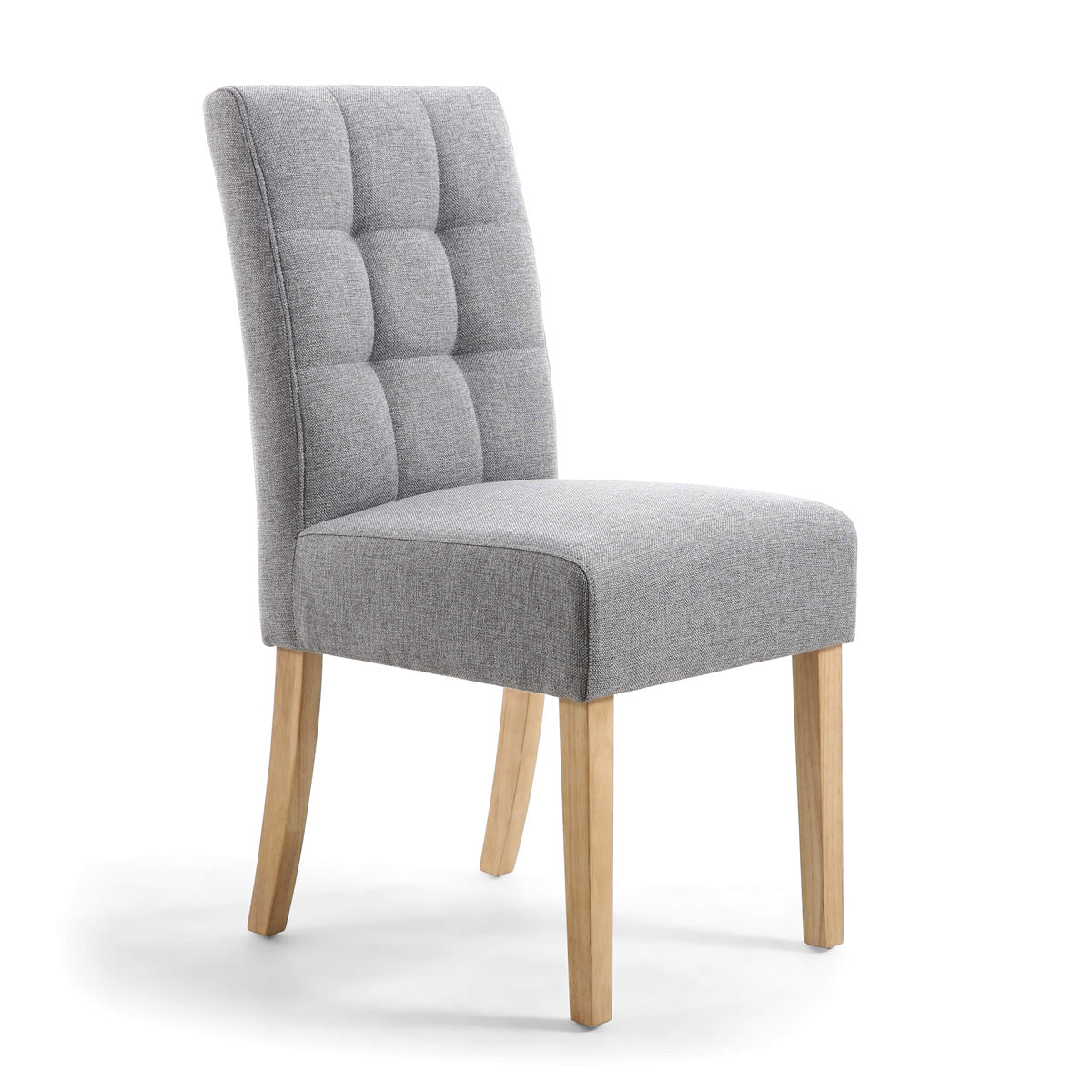 Waffle Linen Effect Fabric Dining Chairs in Set Of 2 With Natural Legs - Moseley