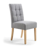 Waffle Linen Effect Fabric Dining Chairs in Set Of 2 With Natural Legs - Moseley