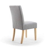 Waffle Linen Effect Fabric Dining Chairs in Set Of 2 With Natural Legs - Moseley