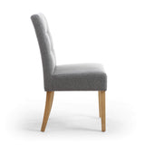 Waffle Linen Effect Fabric Dining Chairs in Set Of 2 With Natural Legs - Moseley