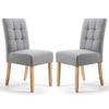 Waffle Linen Effect Fabric Dining Chairs in Set Of 2 With Natural Legs - Moseley