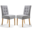 Waffle Linen Effect Fabric Dining Chairs in Set Of 2 With Natural Legs - Moseley
