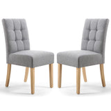 Waffle Linen Effect Fabric Dining Chairs in Set Of 2 With Natural Legs - Moseley