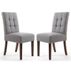 Waffle Linen Effect Fabric Dining Chairs in Set Of 2 With Walnut Legs - Moseley