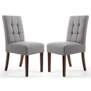 Waffle Linen Effect Fabric Dining Chairs in Set Of 2 With Walnut Legs - Moseley