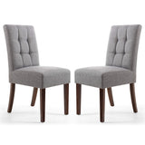 Waffle Linen Effect Fabric Dining Chairs in Set Of 2 With Walnut Legs - Moseley