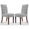 Waffle Linen Effect Fabric Dining Chairs in Set Of 2 With Walnut Legs - Moseley