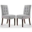 Waffle Linen Effect Fabric Dining Chairs in Set Of 2 With Walnut Legs - Moseley