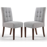 Waffle Linen Effect Fabric Dining Chairs in Set Of 2 With Walnut Legs - Moseley
