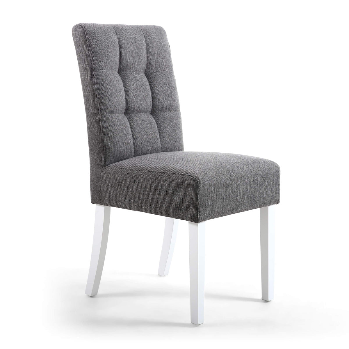 Waffle Linen Effect Fabric Dining Chairs in Set Of 2 With White Legs - Moseley