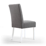 Waffle Linen Effect Fabric Dining Chairs in Set Of 2 With White Legs - Moseley