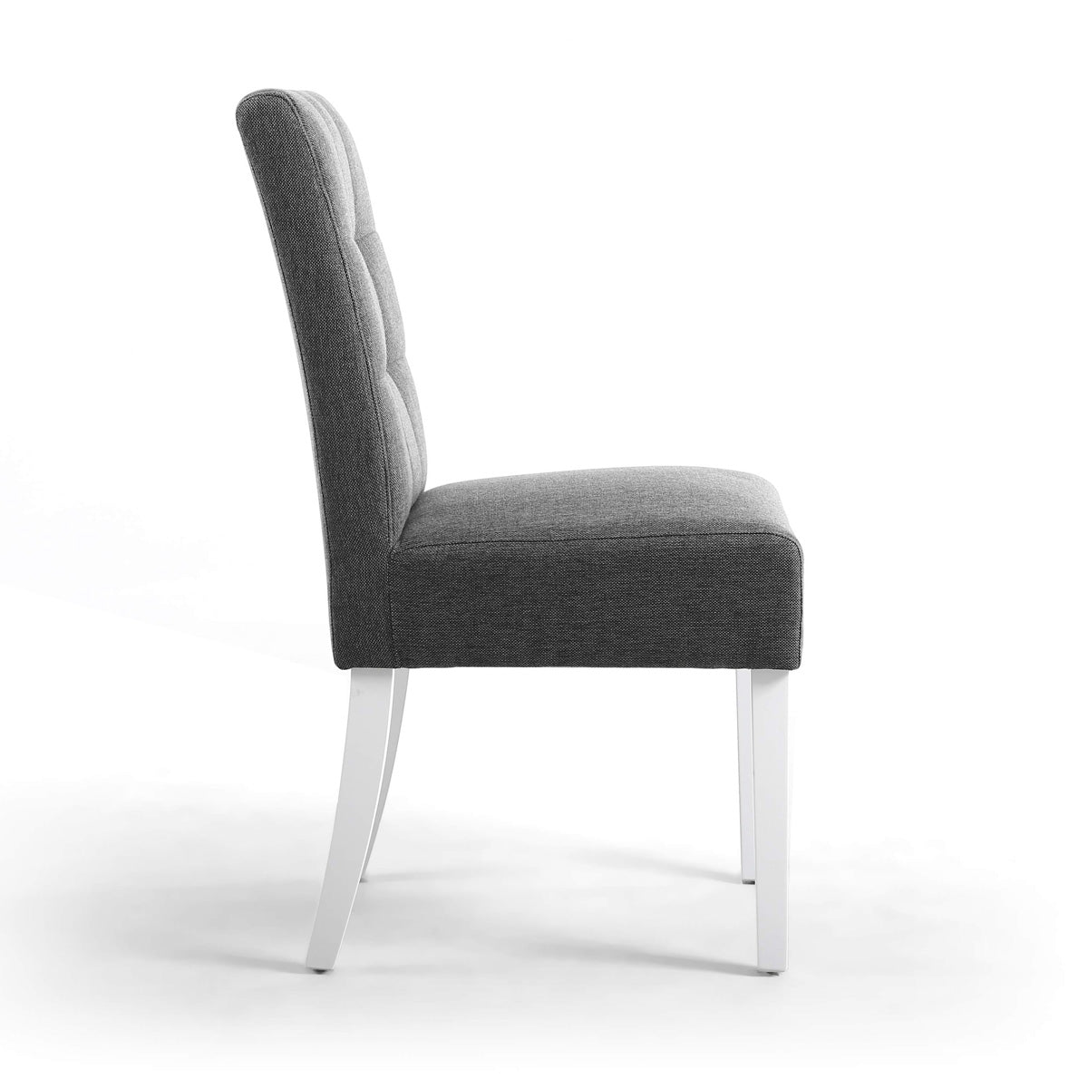 Waffle Linen Effect Fabric Dining Chairs in Set Of 2 With White Legs - Moseley