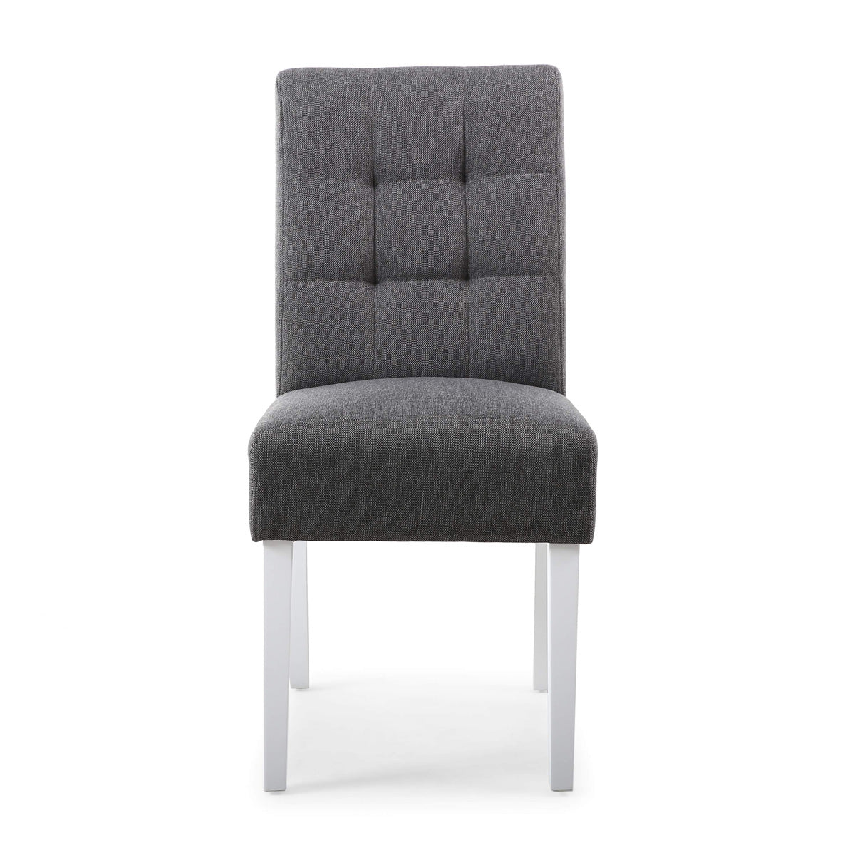 Waffle Linen Effect Fabric Dining Chairs in Set Of 2 With White Legs - Moseley