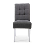 Waffle Linen Effect Fabric Dining Chairs in Set Of 2 With White Legs - Moseley