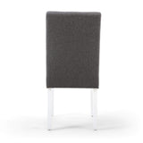 Waffle Linen Effect Fabric Dining Chairs in Set Of 2 With White Legs - Moseley