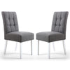Waffle Linen Effect Fabric Dining Chairs in Set Of 2 With White Legs - Moseley