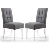 Waffle Linen Effect Fabric Dining Chairs in Set Of 2 With White Legs - Moseley