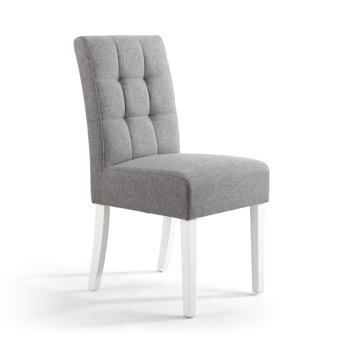 Waffle Linen Effect Fabric Dining Chairs in Set Of 2 With White Legs - Moseley