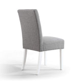 Waffle Linen Effect Fabric Dining Chairs in Set Of 2 With White Legs - Moseley