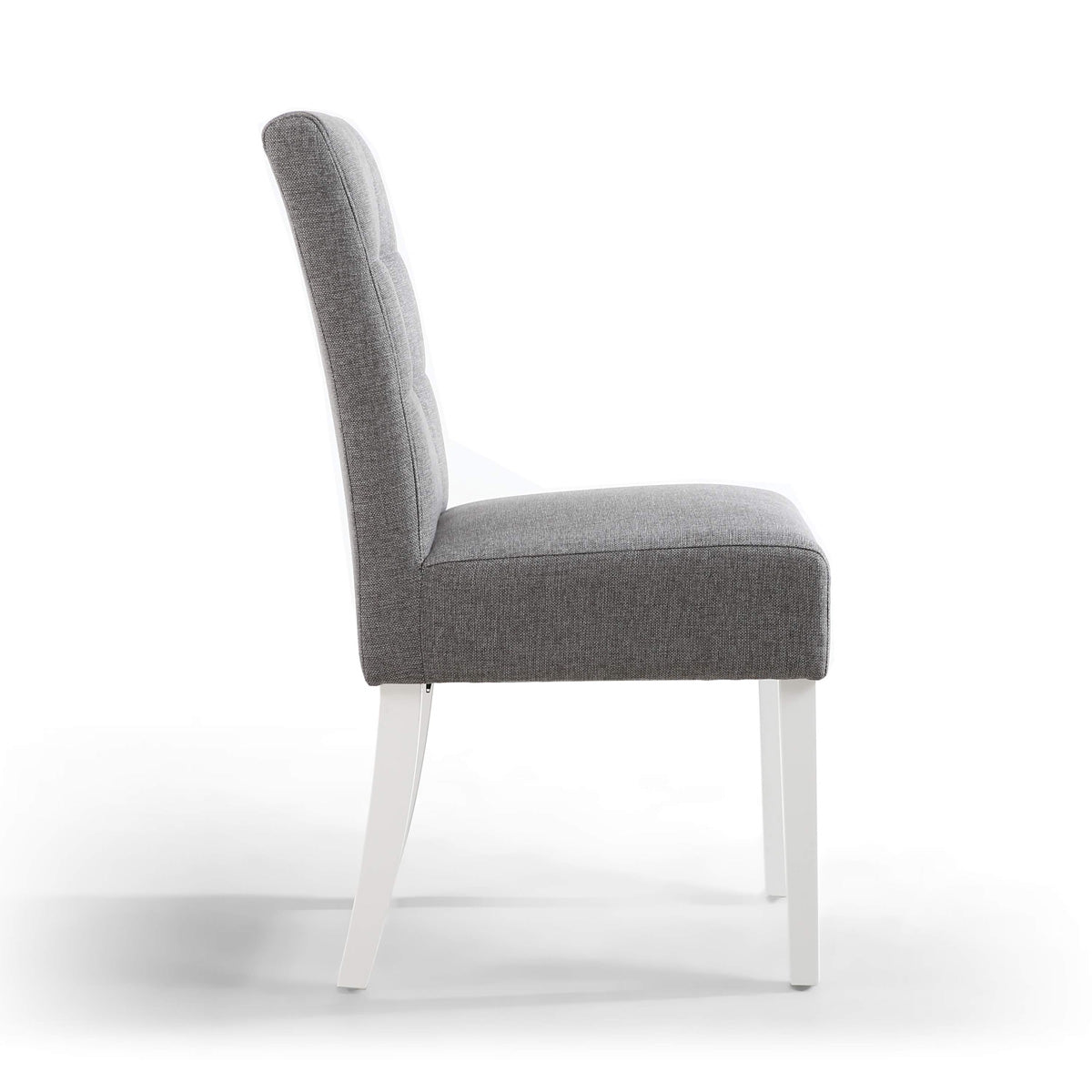 Waffle Linen Effect Fabric Dining Chairs in Set Of 2 With White Legs - Moseley