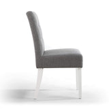 Waffle Linen Effect Fabric Dining Chairs in Set Of 2 With White Legs - Moseley