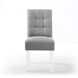 Waffle Linen Effect Fabric Dining Chairs in Set Of 2 With White Legs - Moseley