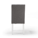 Waffle Linen Effect Fabric Dining Chairs in Set Of 2 With White Legs - Moseley