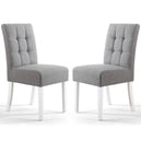 Waffle Linen Effect Fabric Dining Chairs in Set Of 2 With White Legs - Moseley