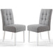 Waffle Linen Effect Fabric Dining Chairs in Set Of 2 With White Legs - Moseley