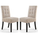 Waffle Tweed Fabric Dining Chairs in Set Of 2 With Black Legs - Moseley