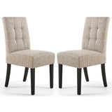 Waffle Tweed Fabric Dining Chairs in Set Of 2 With Black Legs - Moseley